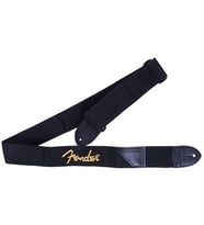 Fender 0990662070 Fender Logo Gitar Askısı (Siyah/Sarı) Sarı Logolu Dikkat Çekici Siyah Polyester Askı