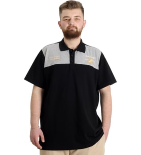 Mode XL Büyük Beden Erkek T-shirt Polo CHNGYRMD 23328 Siyah
