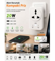 2500W Akım Korumalı Priz 1 Soket 1 USB 1 Type-C Evrensel Çoklu Priz Şarj Adaptörü Güç Koruyucu TV