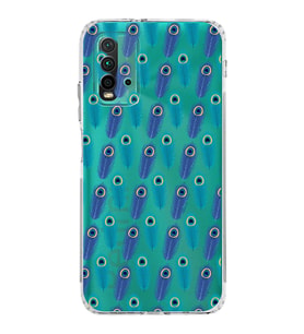 PrintiFy Xiaomi Redmi 9T ile Uyumlu Nazar Boncuğu 4 Baskılı Kamera Korumalı Şeffaf Silikon Kılıf