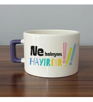 Ne Bakıyon Hayırdır Baskılı Mor Kulplu C Fincan