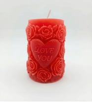 gül ve kalp detaylı kokulu mum romantik hediye  ev dekorasyonu (Kırmızı)