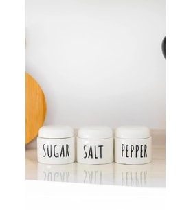 3 Lü Seramik Baharat Seti Beyaz 350 Ml