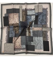 Geometrik Desen Elegante Seri Eşarp Eşarp Askısı İle Birlikte 100x100 cm Krem Si