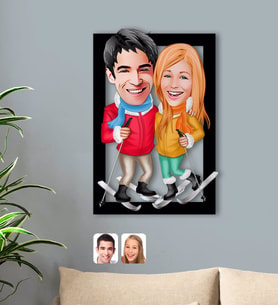 BK Gift Kişiye Özel Sevgililer Karikatürlü 3D Ahşap Tablo-107