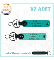 Motosiklet Severlere Hediyelik, İsim Plaka, A+ Kan Grubu Yazılı x2 Anahtarlık, K Turkuaz-Turkuaz-Syh