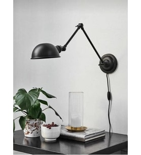 MYLİGHTS  AKROBAT MAT SİYAH METAL RUSTİK RETRO KABLOLU ANAHTARLI APLİK DUVAR LAMBASI 
