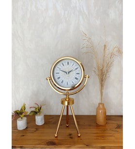 River World Masa Saati Metal Gold Mini Tripod 45 cm x 26 cm Çini