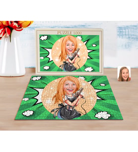BK Gift Kişiye Özel Kadın Kuaför Karikatürlü 1000 Parça Profesyonel Puzzle-2
