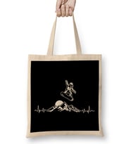 Snowboarder Heartbeat Snowboarding Heart Mountain Bez Çanta Uzun Saplı