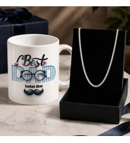 BK Gift Kişiye Özel Babalar Günü Tasarımlı Beyaz Kupa & Kral Zincir Kolye -7, Babalar Günü Hediyesi