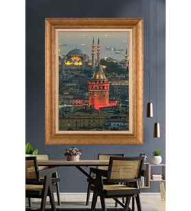 Altın Varaklı Paspartulu Çerçeveli  Tablo n5s195