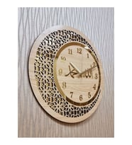 Ahşap ve Aynalı Allah-muhammed Motifli Normal Rakamlı Duvar Saati