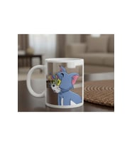 Uykulu Tom Tom Ve Jerry Porselen Kupa Bardak Mug (Beyaz)