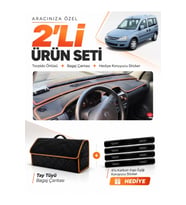 e-biz OPEL COMBO C (2001-2011) Uyumlu Torpido Örtüsü + Tay Tüyü Çanta - Siyah-Kahverengi - OP007