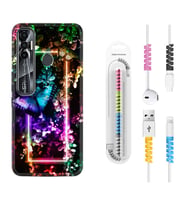Tecno Spark 6 6 Go 8C 8 Pro 7 7 Pro Kılıf Kablo Koruma Spiral Silikon Butterfly Neon 1684