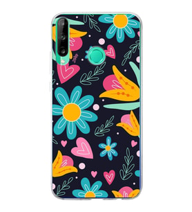 PrintiFy Huawei P40 Lite E ile Uyumlu 1mm Slim Fit Retro Renkler 1 Baskılı Şeffaf  Kılıf