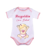 Bebeğinize Özel Kısa Kol Pembe Bebek Zıbın