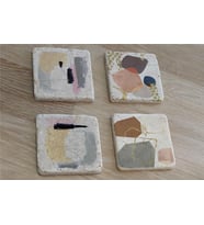 Modern Soyut Tasarımlar Doğal Taş Bardak Altlığı 4'lü set - Natural Stone Coasters