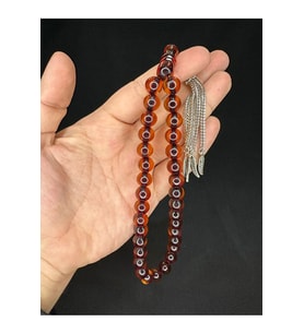 SEVGİLİYE ÖZEL HEDİYE TOZ KEHRİBAR TESBİH BAL RENKLİ KÜRE KESİM 11MM H-1581.