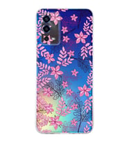 PrintiFy Oppo A55 Uyumlu Kamera Korumalı Floral Pembe Tasarımlı Şeffaf Silikon Kılıf