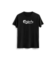 Carlsberg White beyaz renkli Baskılı Siyah T-shirt Basic Desenli