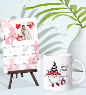 BK Gift Kişiye Özel Yılbaşı Tasarımlı Kupa Bardak ve 13x18cm Fotoğraf Kartlı Şövaleli 2024 Takvim Hediye Seti-27