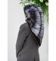Vissona Siyah - Gümüş Karma Desen Tivil İpek Eşarp DGN 52012 - 0001 - 0027