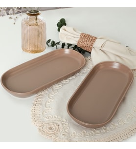 Keramika Mat Toprak Taupe Noyan Kayık Tabak 26 Cm 2 Adet