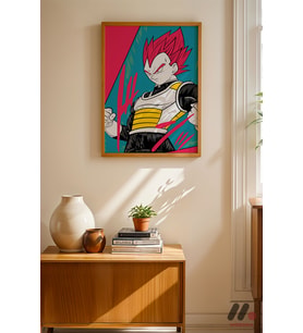 Dragon Ball Vegeta Anime Poster, Ahşap Çerçeveli Duvar Tablosu - Anime Severlere Özel