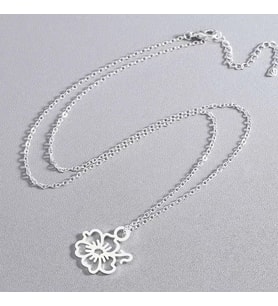 Minimalist Zarif Hibiskus Çiçeği Kolye 925K Gümüş