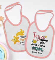 BK Kids Kişiye Özel Teyze Tasarımlı 2’li Pembe Mama Önlüğü-1