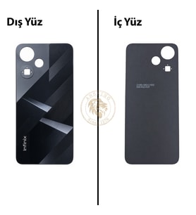 Infinix Hot 30 Play Siyah Uyumlu Arka Kapak Arka Cam Batarya Pil Kapağı Lazer Kesim Back Cover