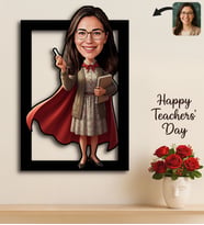 BK Gift Kişiye Özel Kadın Öğretmen Karikatürlü 3D Ahşap Tablo -10, Öğretmene Hediye, Öğretmenler Günü Hediyesi