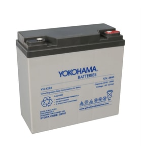 Yokohama YH-122.4 12 Volt - 24 Amper Elektrikli Bisiklet Aküsü (180x76x167 mm) (Siyah)
