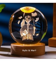 Kişiye Özel Işıklı Ahşap Kaideli Harry Potter Temalı Cam Küre 8cm*6cm