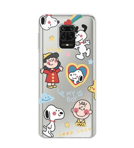 Redmi Note 9 Pro / 9s Uyumlu Snoopy Tasarımlı Şeffaf Telefon Kılıfı