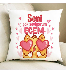 Kişiye Özel Bu Kedicik Seni Seviyoo Yastık