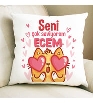 Kişiye Özel Bu Kedicik Seni Seviyoo Yastık