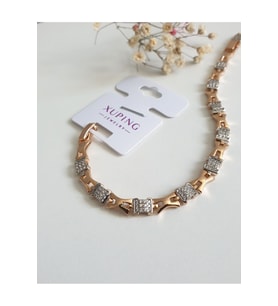 Çelik Kadın Bileklik Altın Renk Xuping Rose Renk Anti Alerjik kararmaz seri 18 Cm Lüx Bileklik