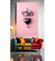 KRALİÇE TACI VE AŞK 1 :) Ev Duvar Salon Güzellik Salonu Ofis Dükkan Dekarasyon Kanvas Tablo (Çok Renkli)