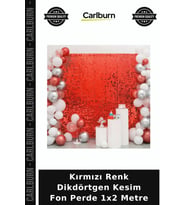 Kırmızı Renk Dikdörtgen Kesim Fon Perde 1x2 Metre Düğün Dekorasyonu Parıltılı Dekor Salon Perdesi