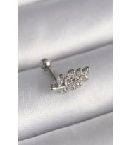 Gümüş Renk Zirkon Taşlı Dal Tragus Piercing - EBJ241123W29410