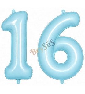 16 Rakam Folyo Balon Mavi Rengi (76 cm)