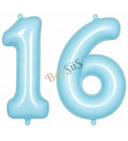 16 Rakam Folyo Balon Mavi Rengi (76 cm)