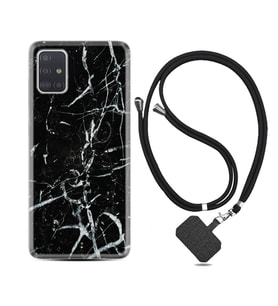 Samsung a71 A72 A73 A7 A9 2018 C7 C9 Kılıf Boyun Askılı Silikon Black Marble 3 1382