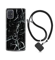 Samsung a71 A72 A73 A7 A9 2018 C7 C9 Kılıf Boyun Askılı Silikon Black Marble 3 1382