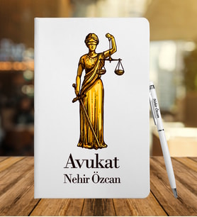 Kişiye Özel Avukat Tasarımlı Deri Defter Ve Metal Roller Kalem Seti 777