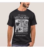 Kişiye Özel 5 Fotoğraflı Unisex Erkek Bayan Çocuk Loving Memory Tişört (Siyah)