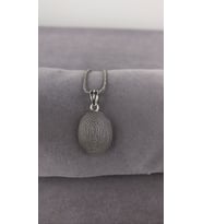 Telkari Parmak İzi Oval Gümüş Kadın Kolye